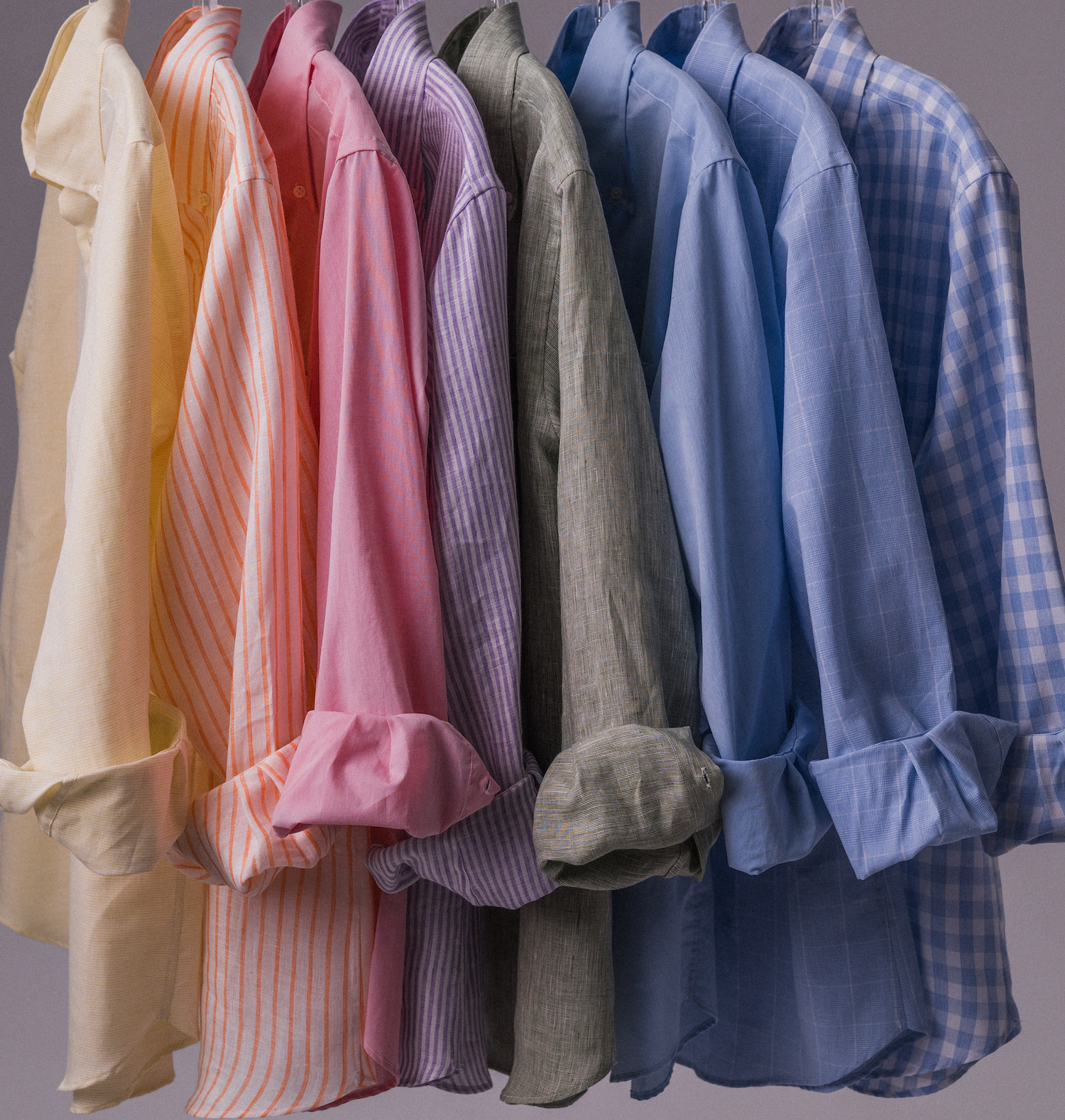 COTTON LINEN BUTTON DOWN SPORT SHIRT - BLUE GINGHAM