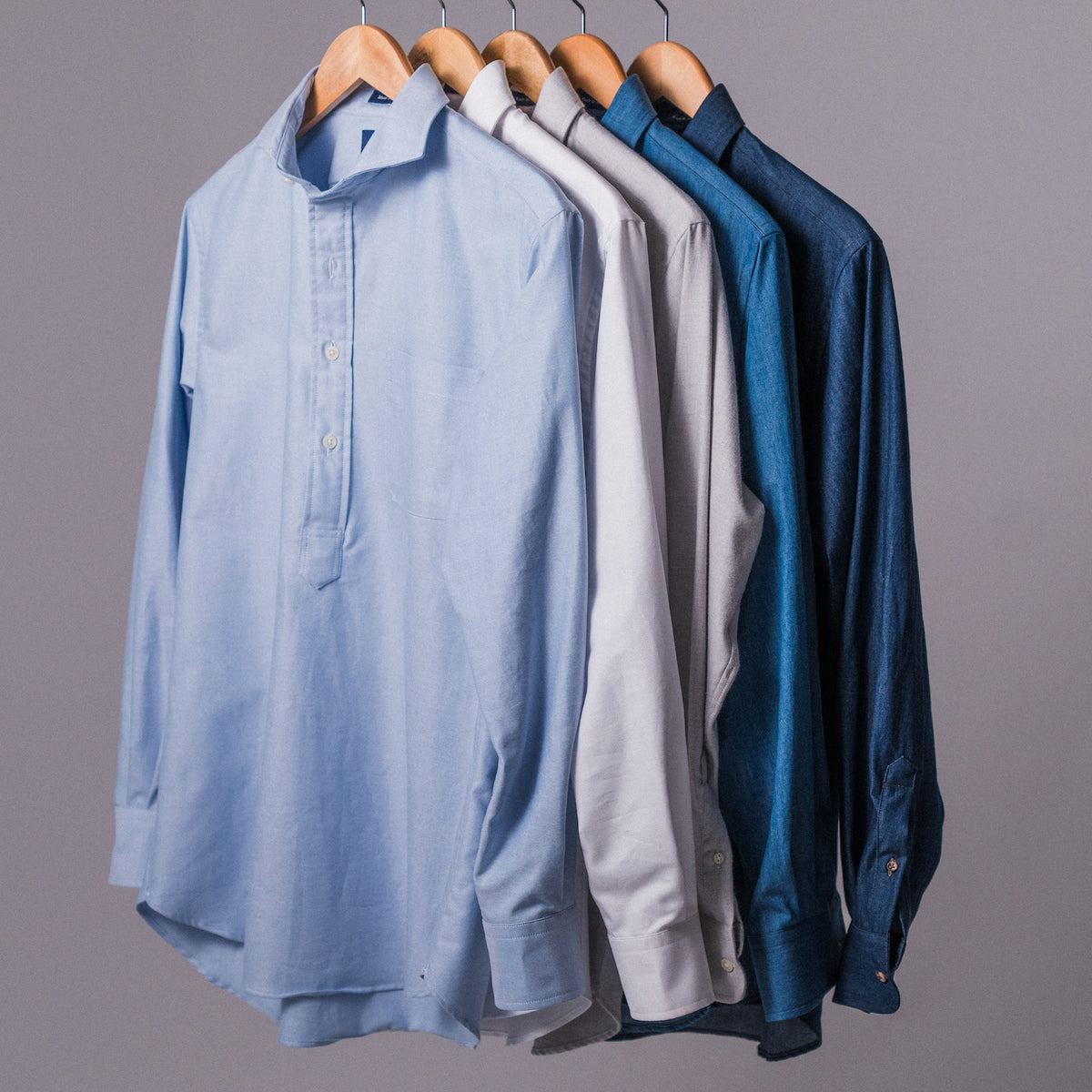 Popover Blue Oxford Sport Shirt