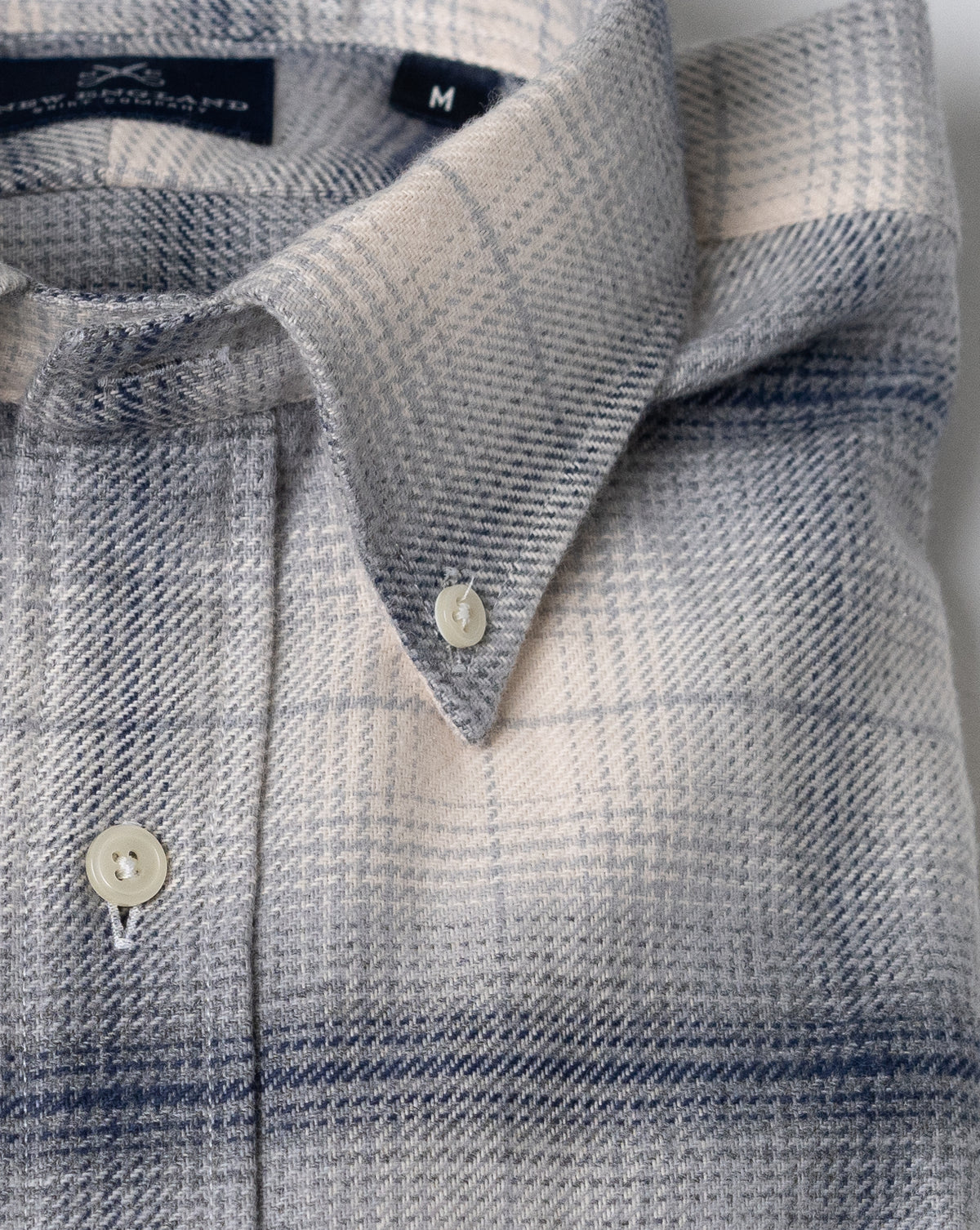 Luxury Blue-Off white Flannel Plaid Sport Shirt