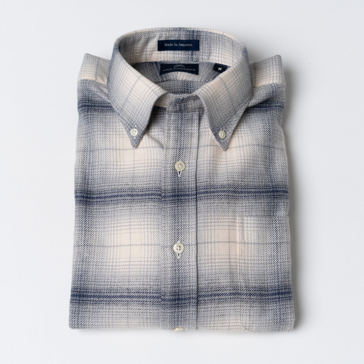 Luxury Blue-Off white Flannel Plaid Sport Shirt