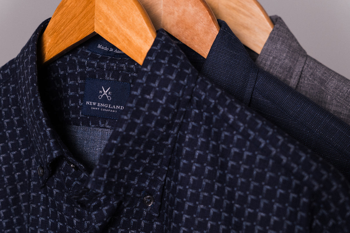 Bristol Button down Navy Texture Sport Shirt