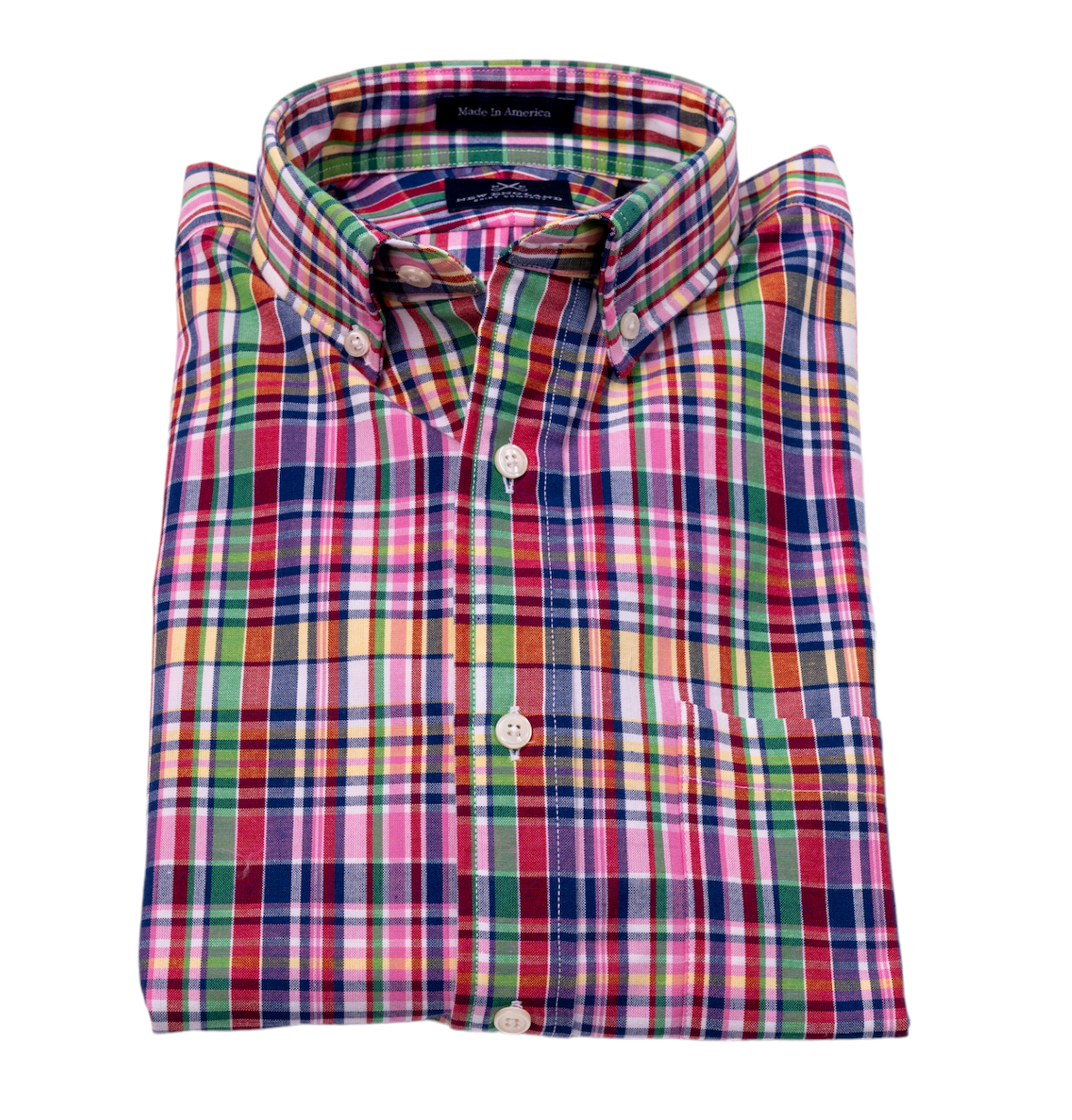 Rainbow Multi-color Madras Short Sleeve Sport Shirt