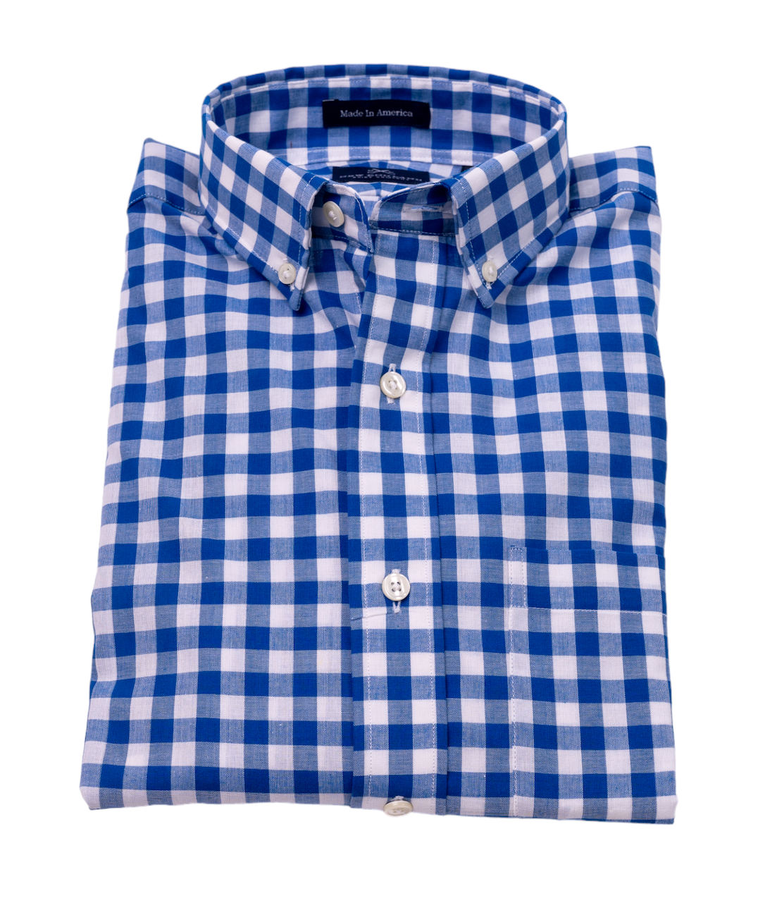 Blue Gingham Madras Long Sleeve Sport Shirt