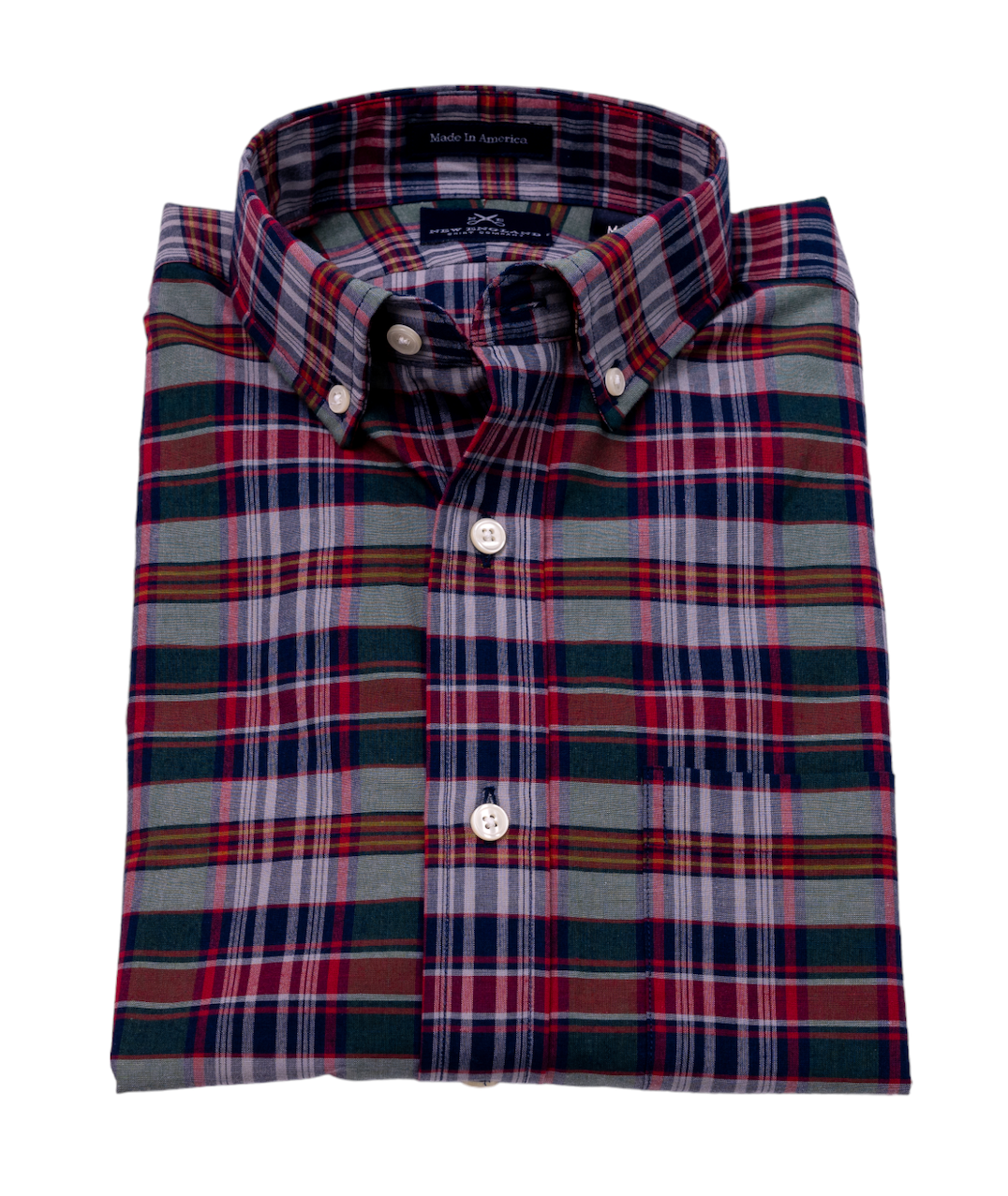 Red Multi-color Madras Long Sleeve Sport Shirt