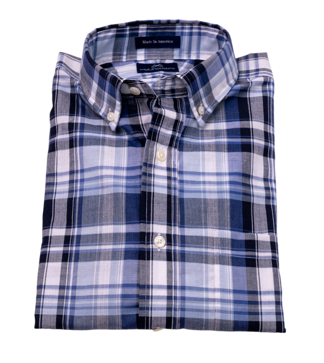 Blue Madras Long Sleeve Sport Shirt