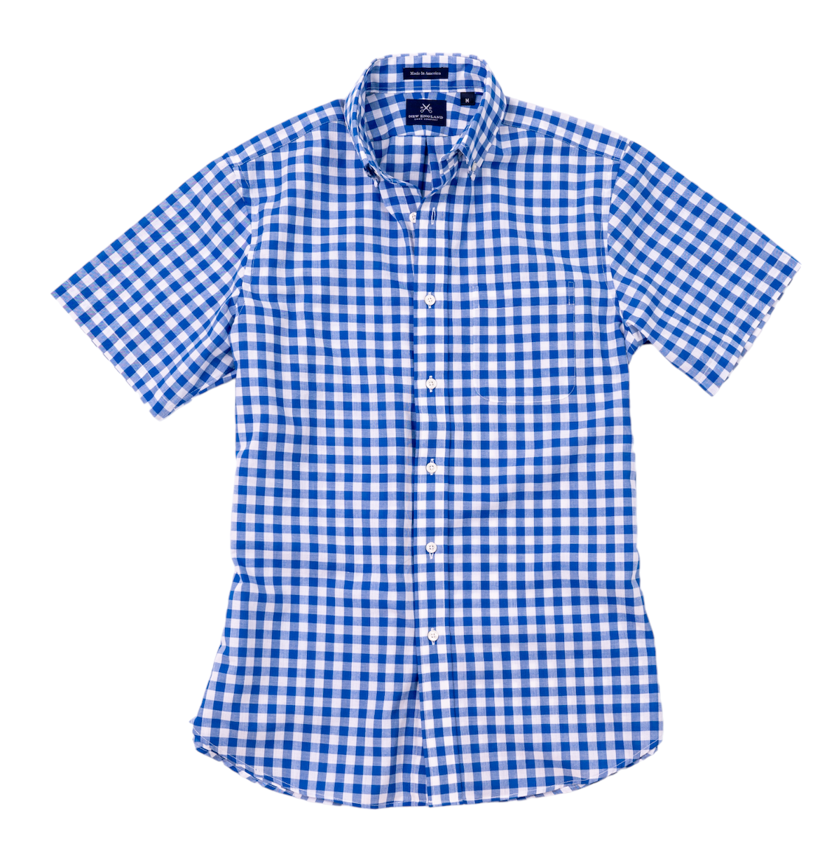 Blue Gingham Madras Short Sleeve Sport Shirt