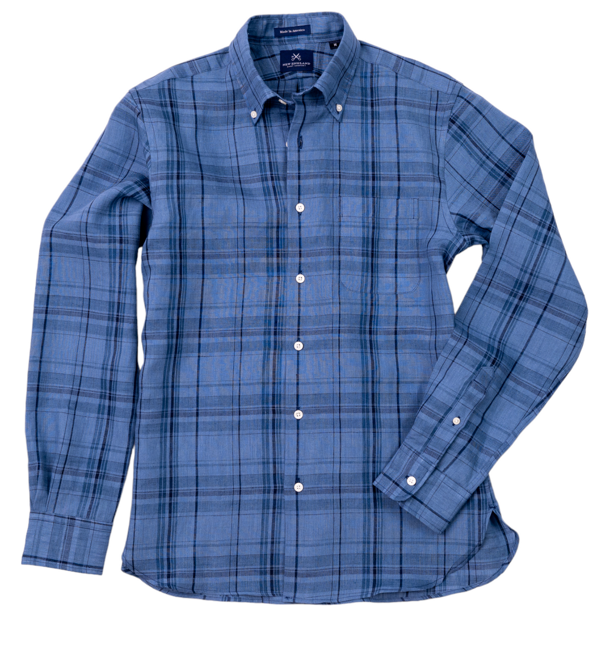 Bristol Button-down Navy Plaid Linen Sport Shirt