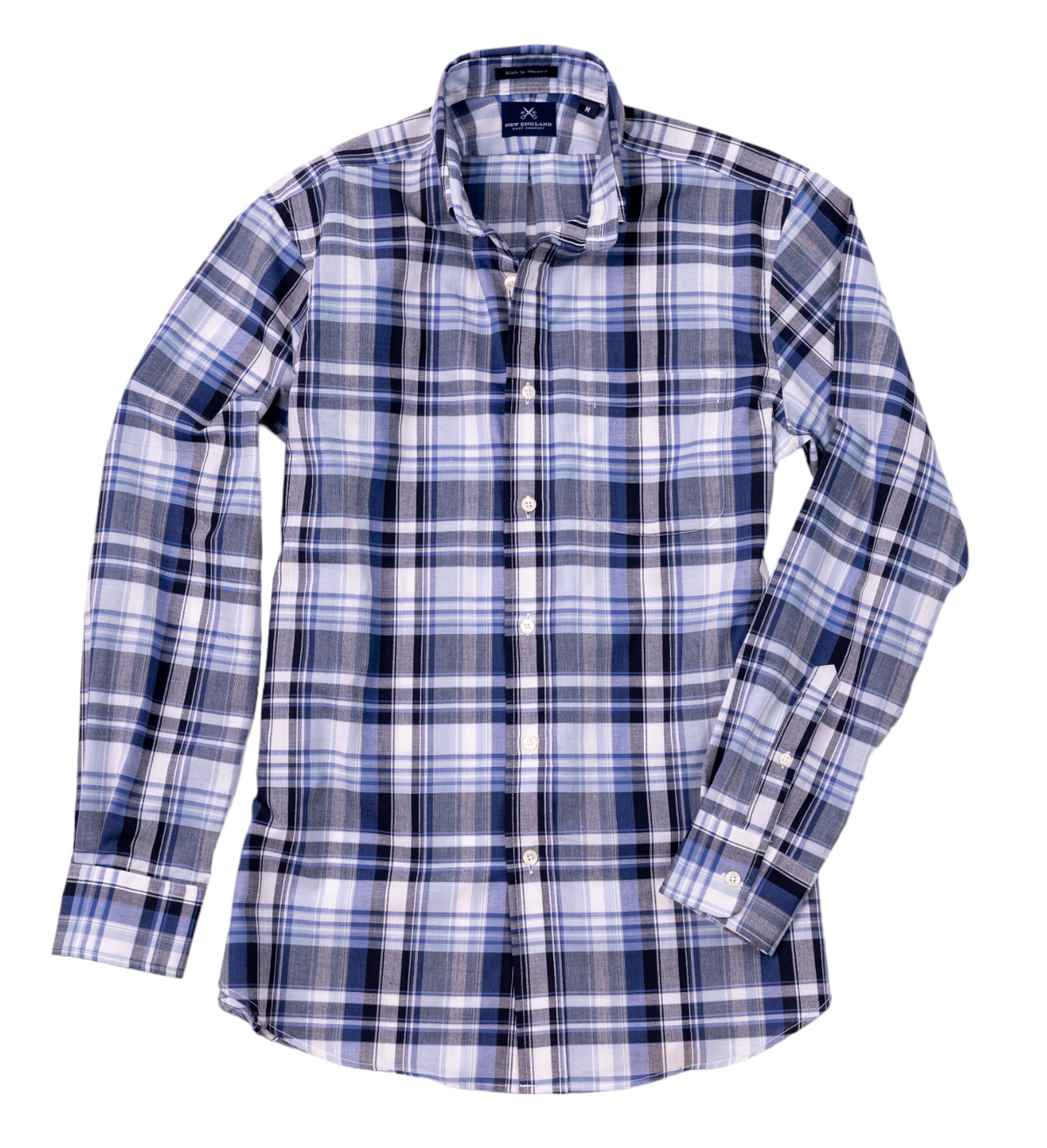 Blue Madras Long Sleeve Sport Shirt