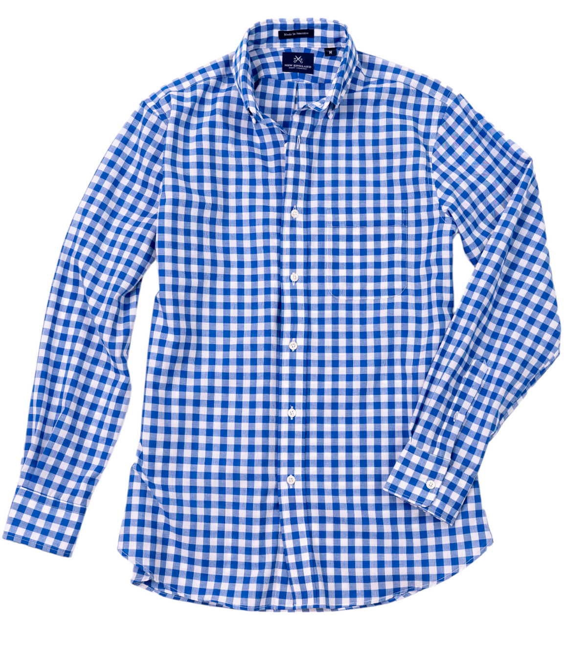 Blue Gingham Madras Long Sleeve Sport Shirt