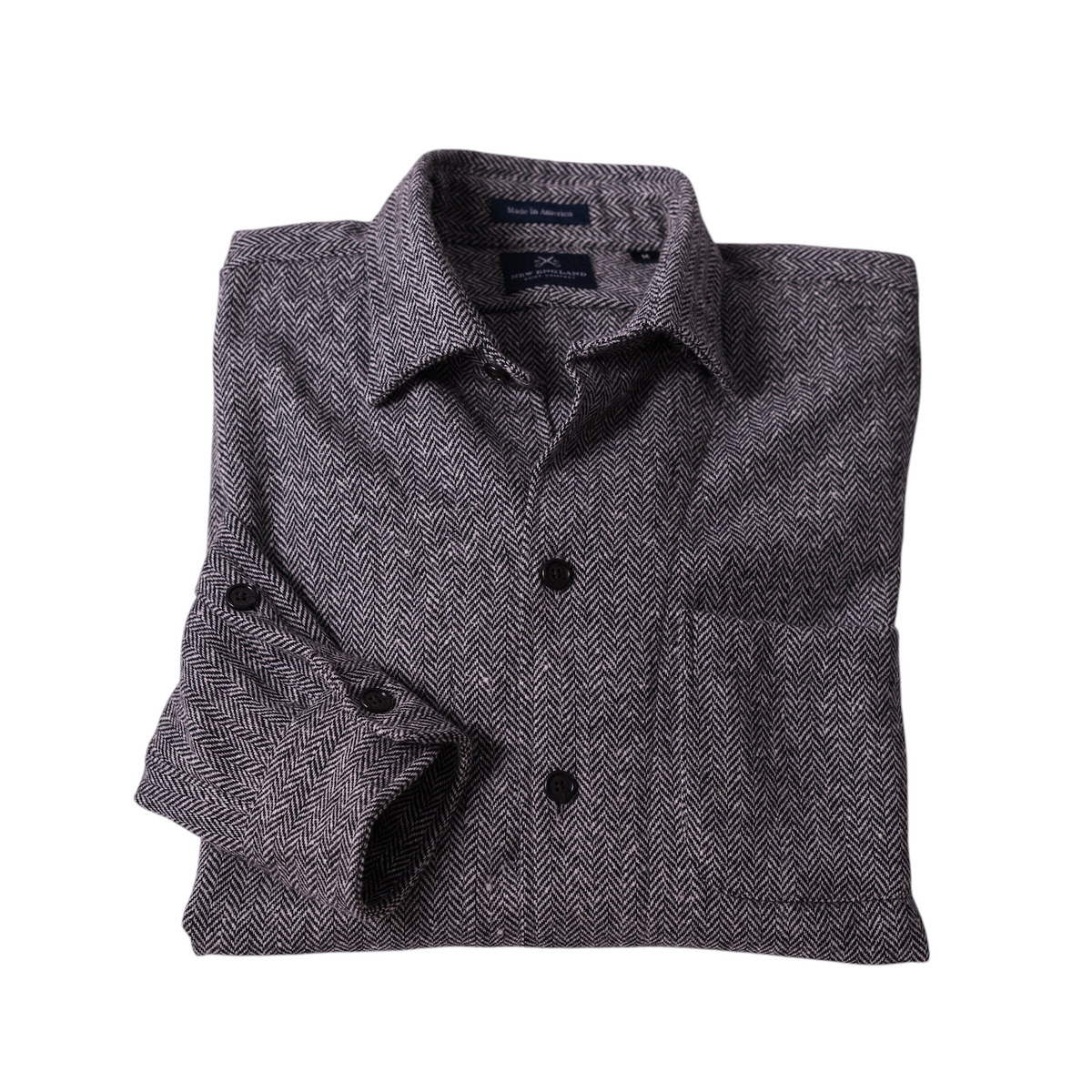 Abraham Moon Grey Herringbone Tweed Overshirt