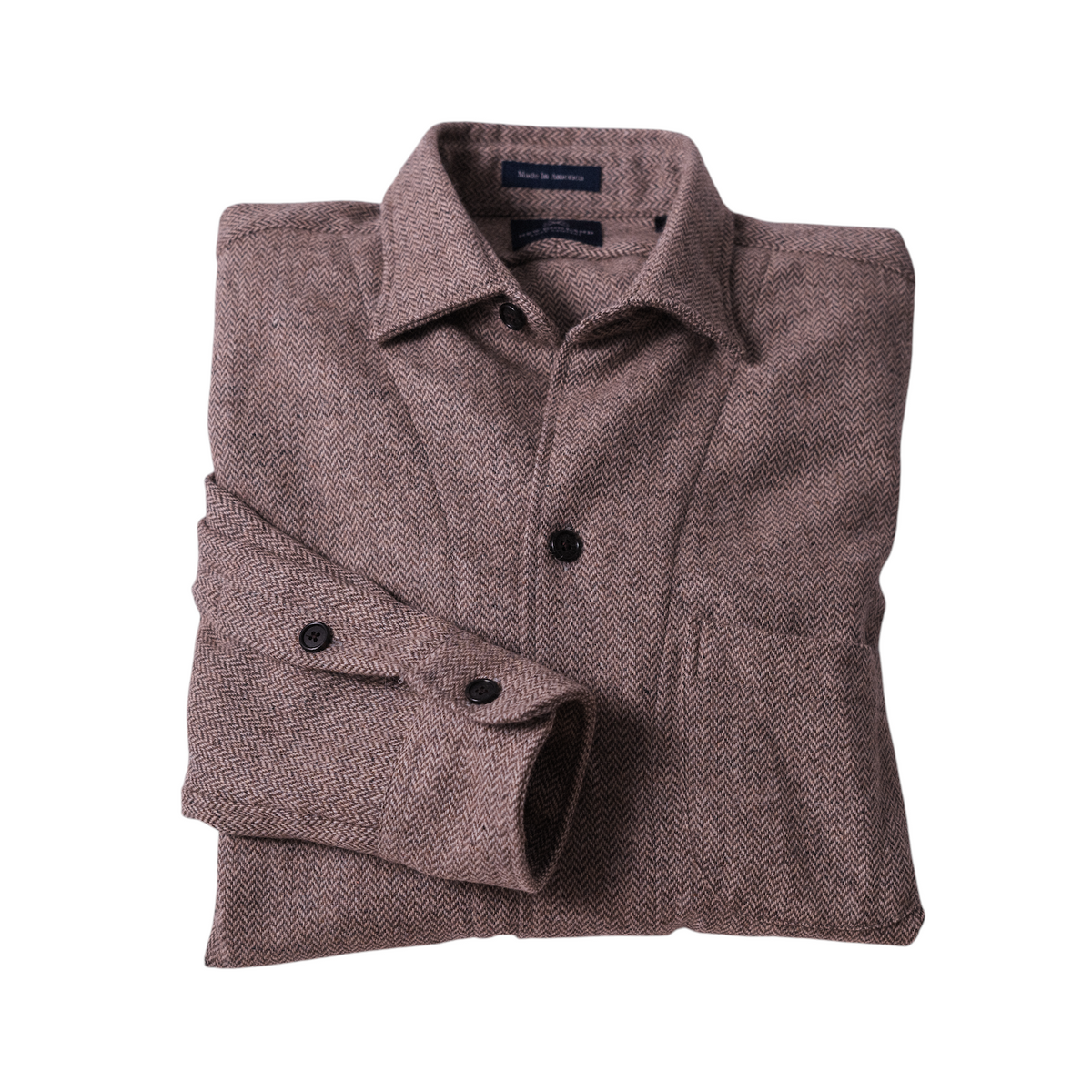 Abraham Moon Camel Herringbone Tweed Overshirt