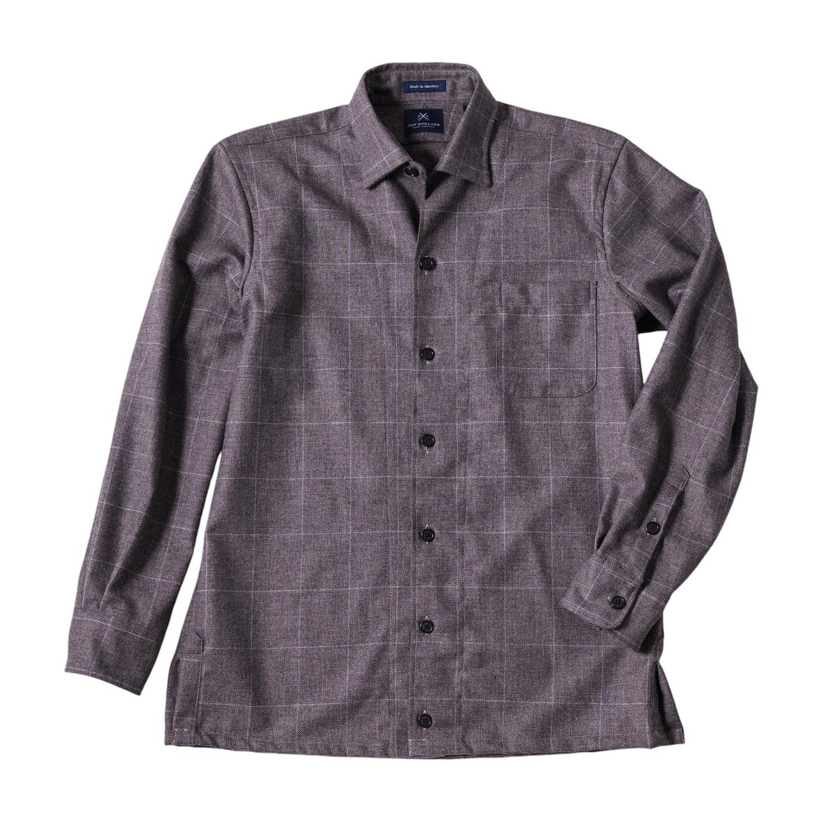 Abraham Moon Grey Windowpane Wool Overshirt