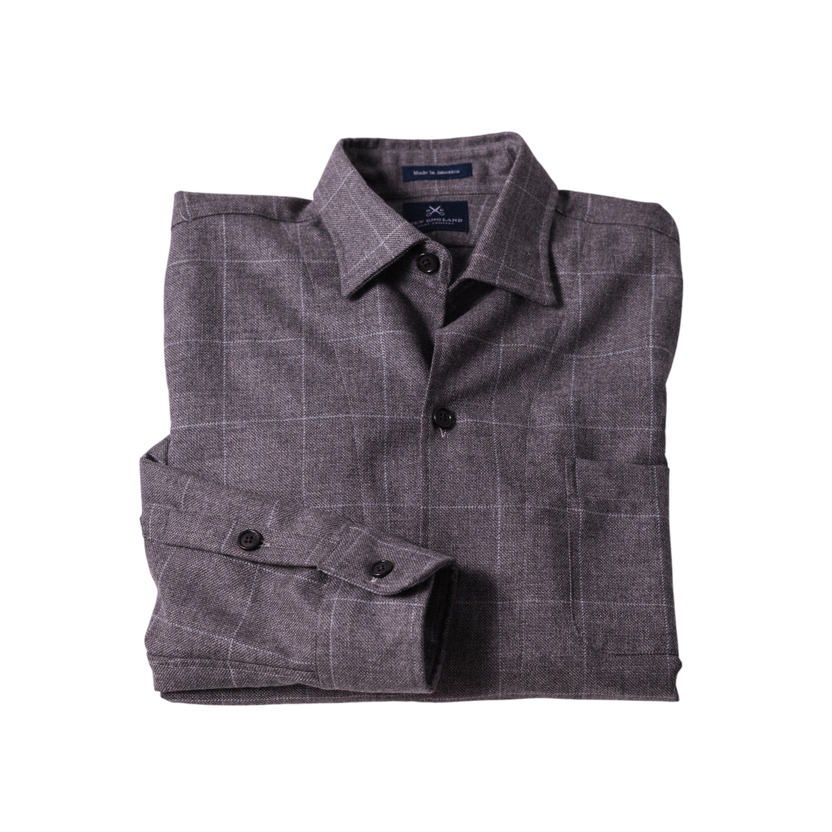 Abraham Moon Grey Windowpane Wool Overshirt