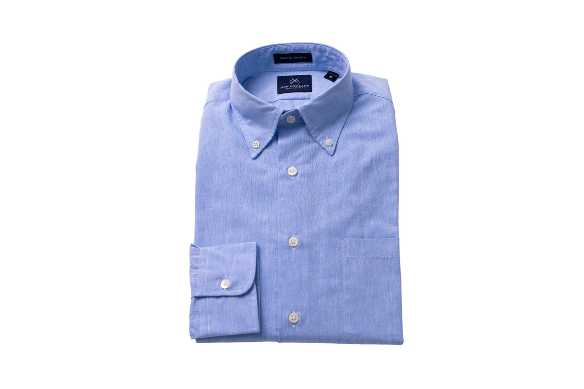 Bristol Button down Blue Cotton-Linen Sport Shirt