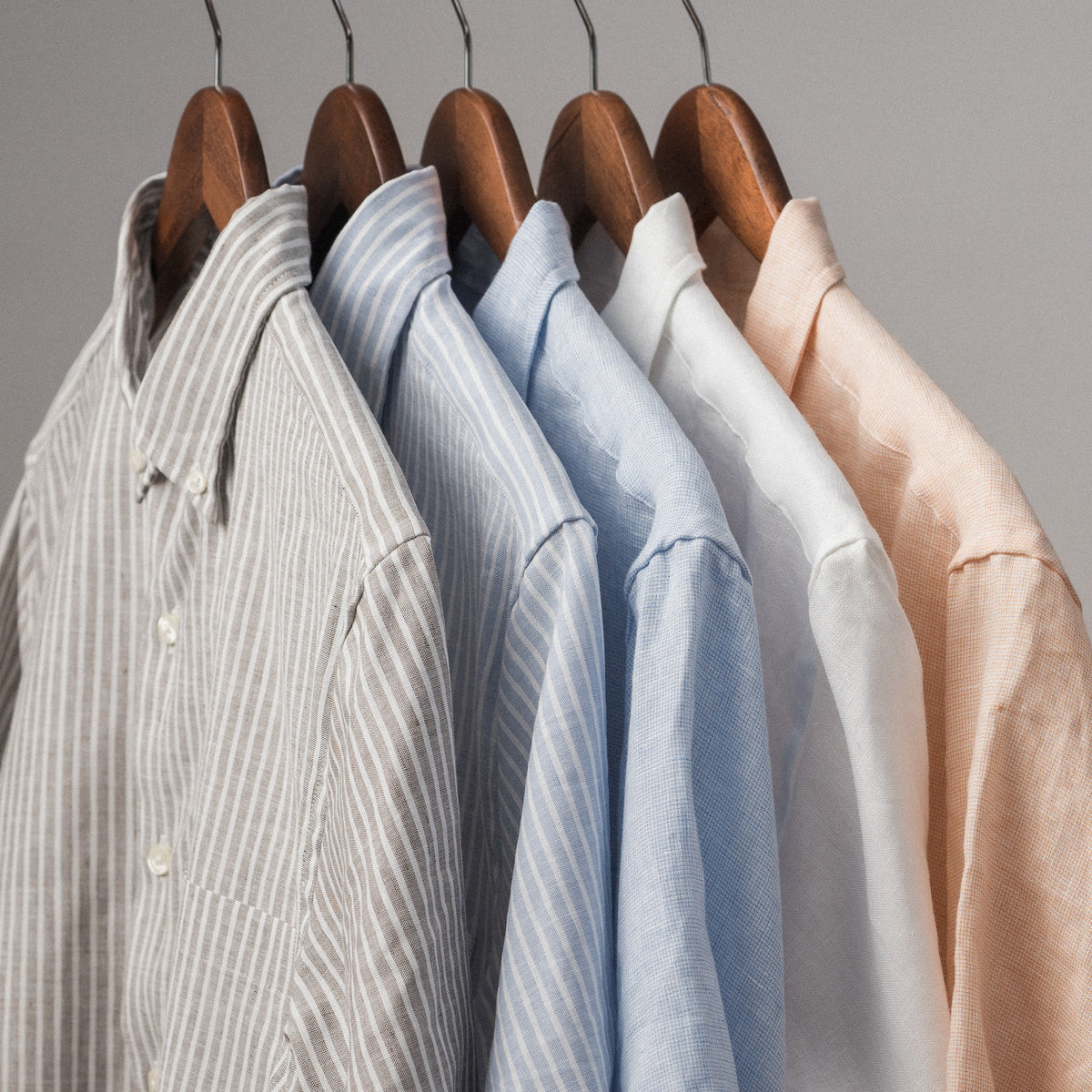 Short Sleeve Beige Stripe Linen Sport Shirt