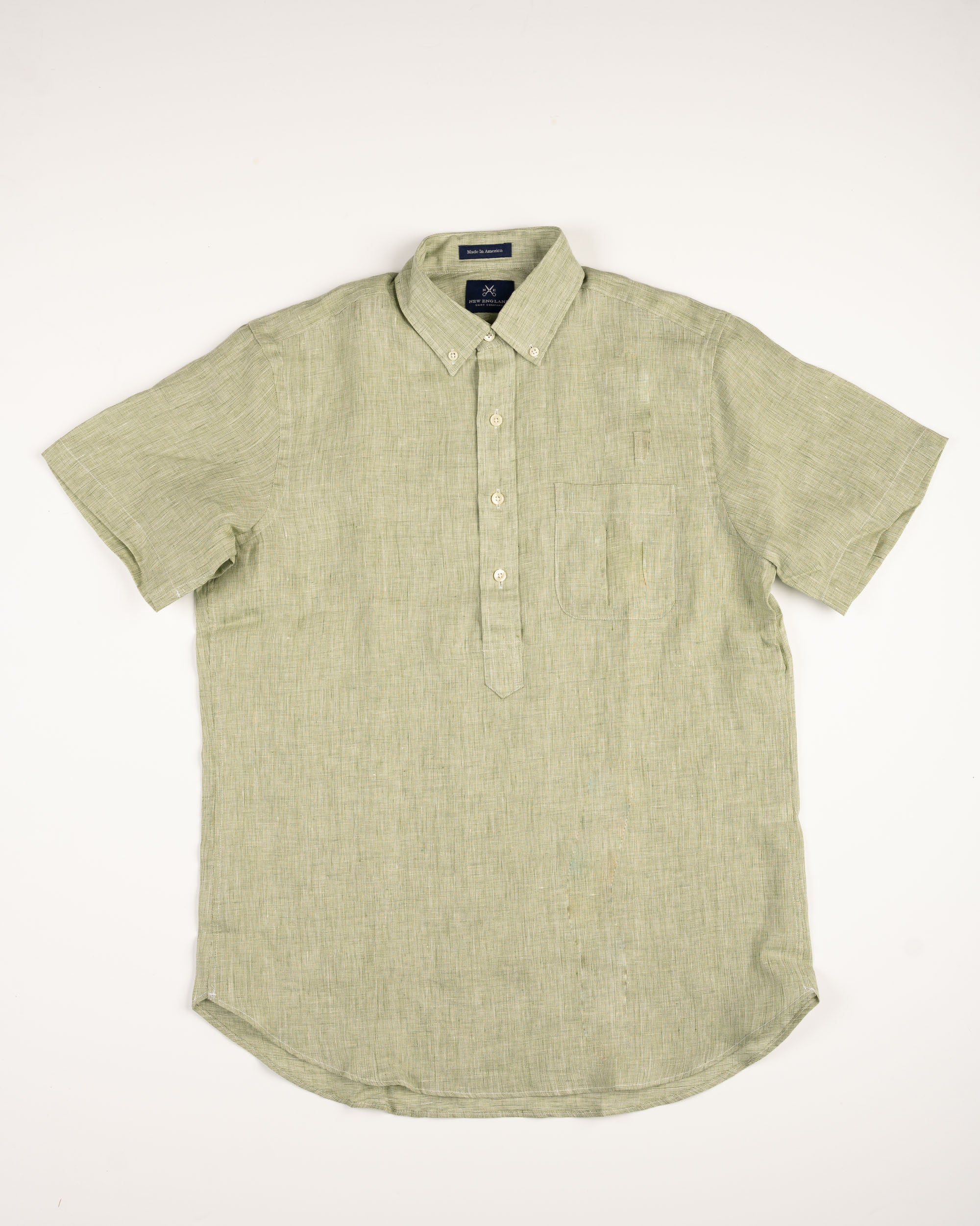 LINEN SHORT SLEEVE POPOVER - SAGE – NewEnglandShirtCo