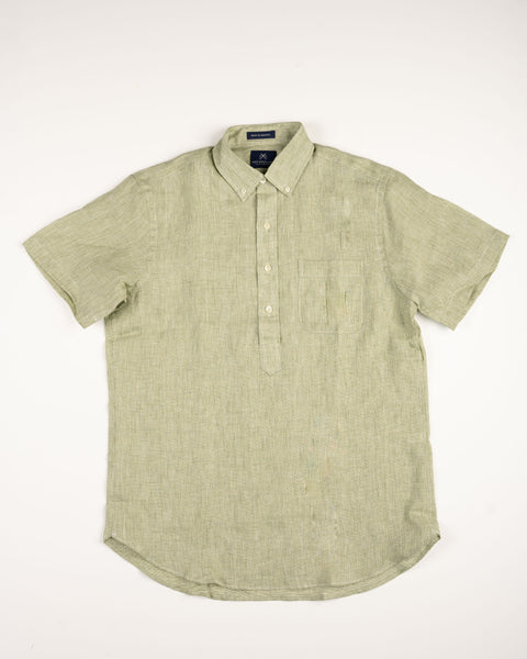 LINEN SHORT SLEEVE POPOVER - SAGE – NewEnglandShirtCo