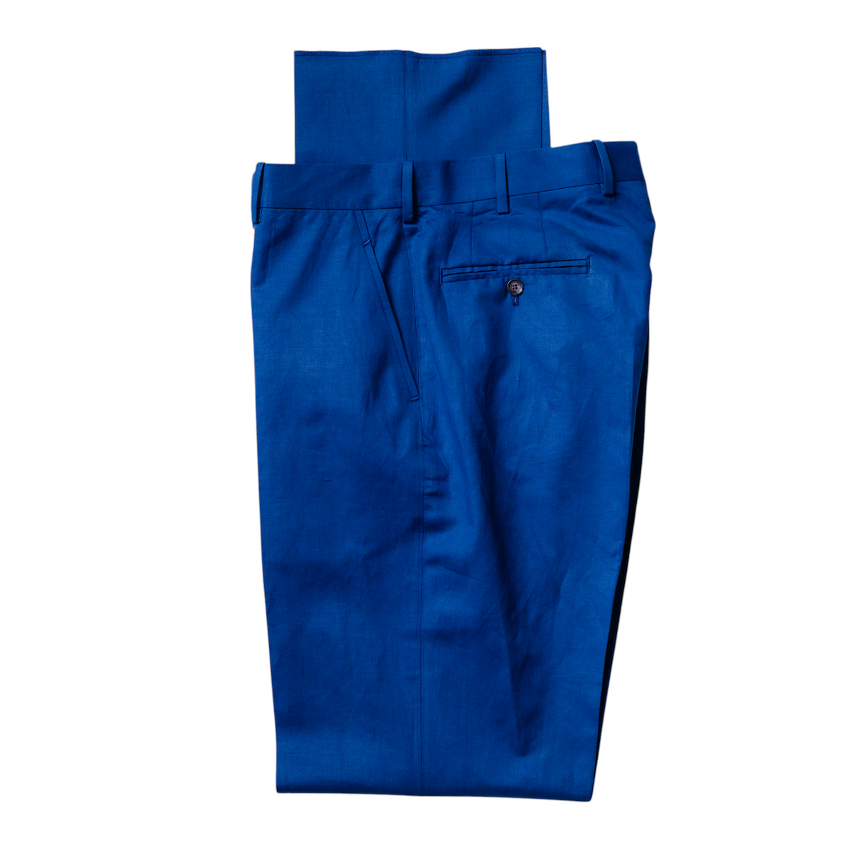 Royal Blue Cotton-Linen Trousers