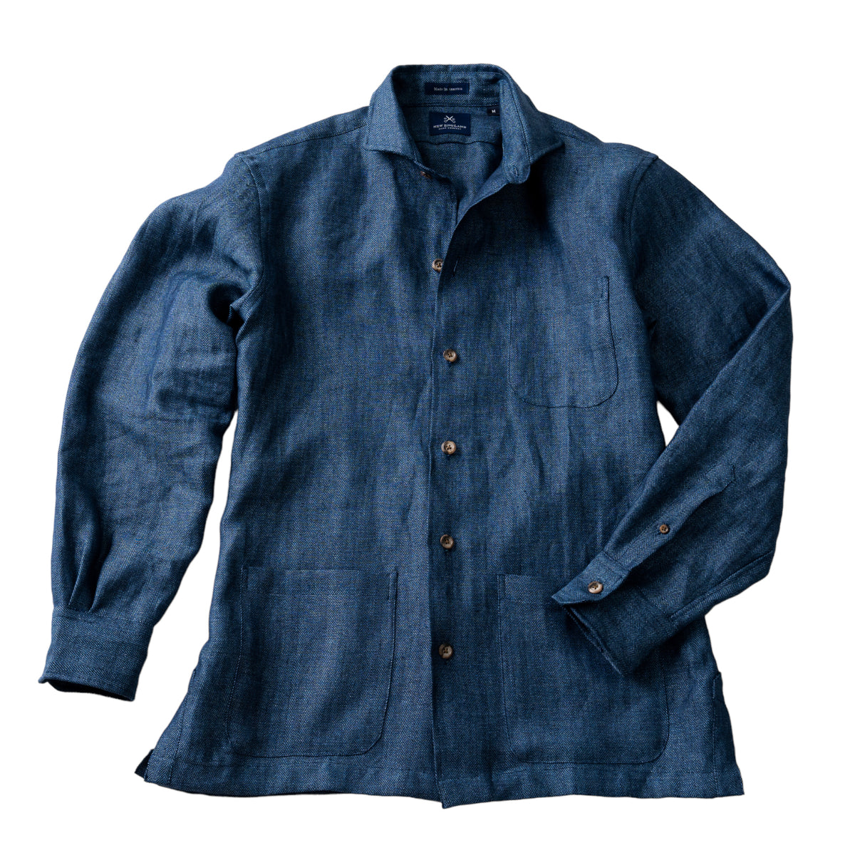 Herringbone Indigo Denim Linen Wye Shirt Jacket
