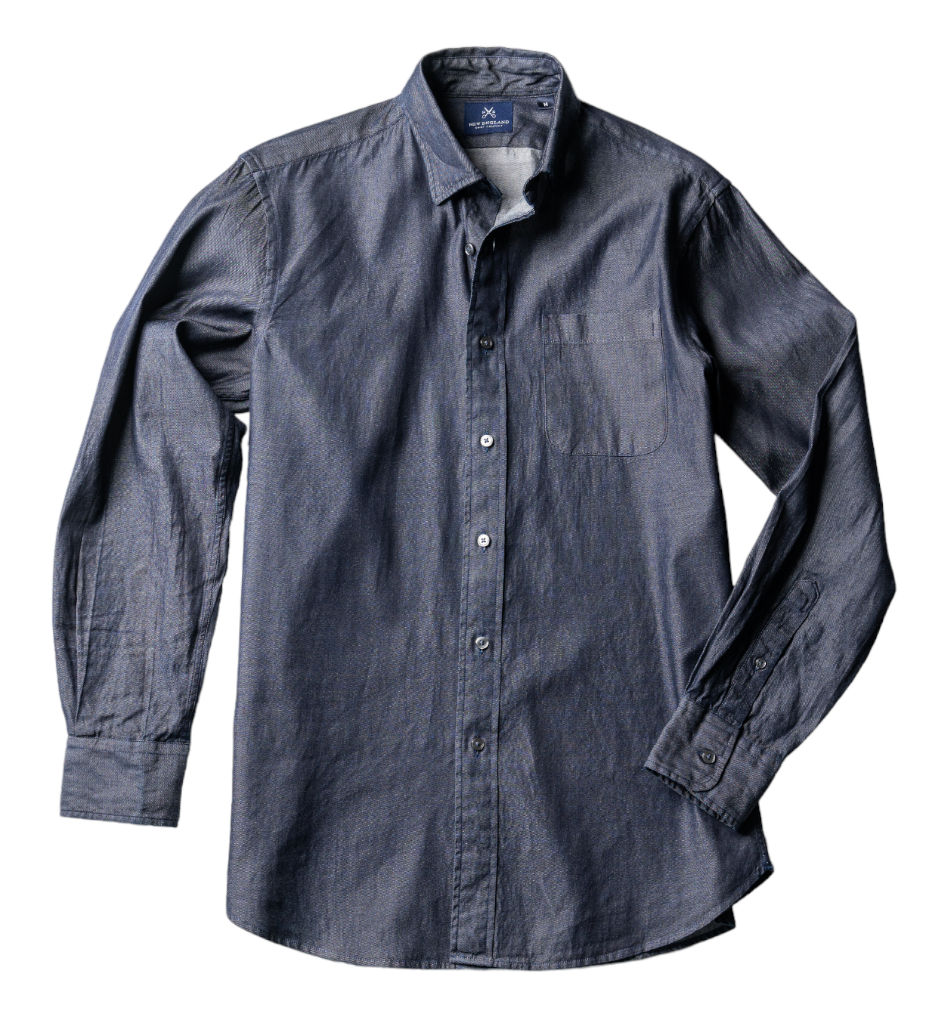 hidden button down collar dress shirt Hidden Button-down Washed Denim Sport Shirt – NewEnglandShirtCo