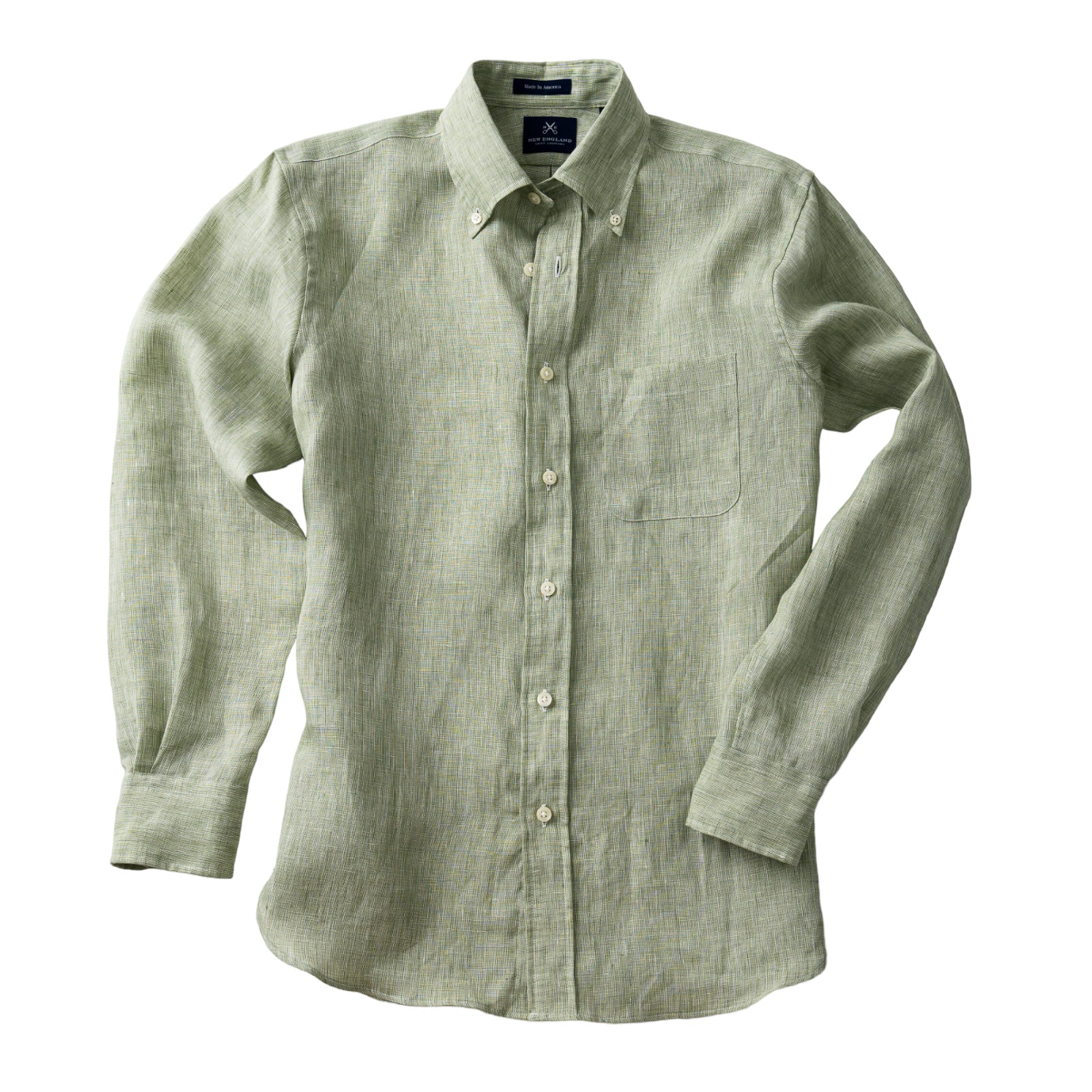 Bristol Button-down Sage Green Linen Sport Shirt - NewEnglandShirtCo