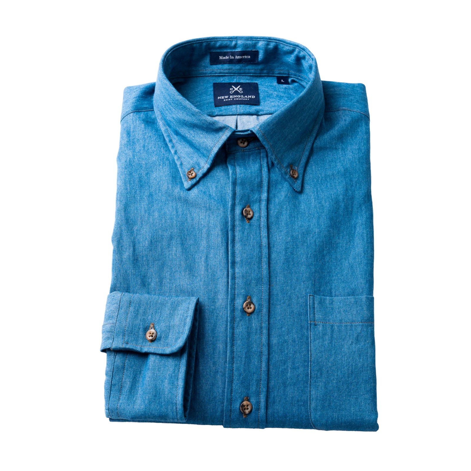 CHAMBRAY BUTTON DOWN SPORT SHIRT - LIGHT INDIGO