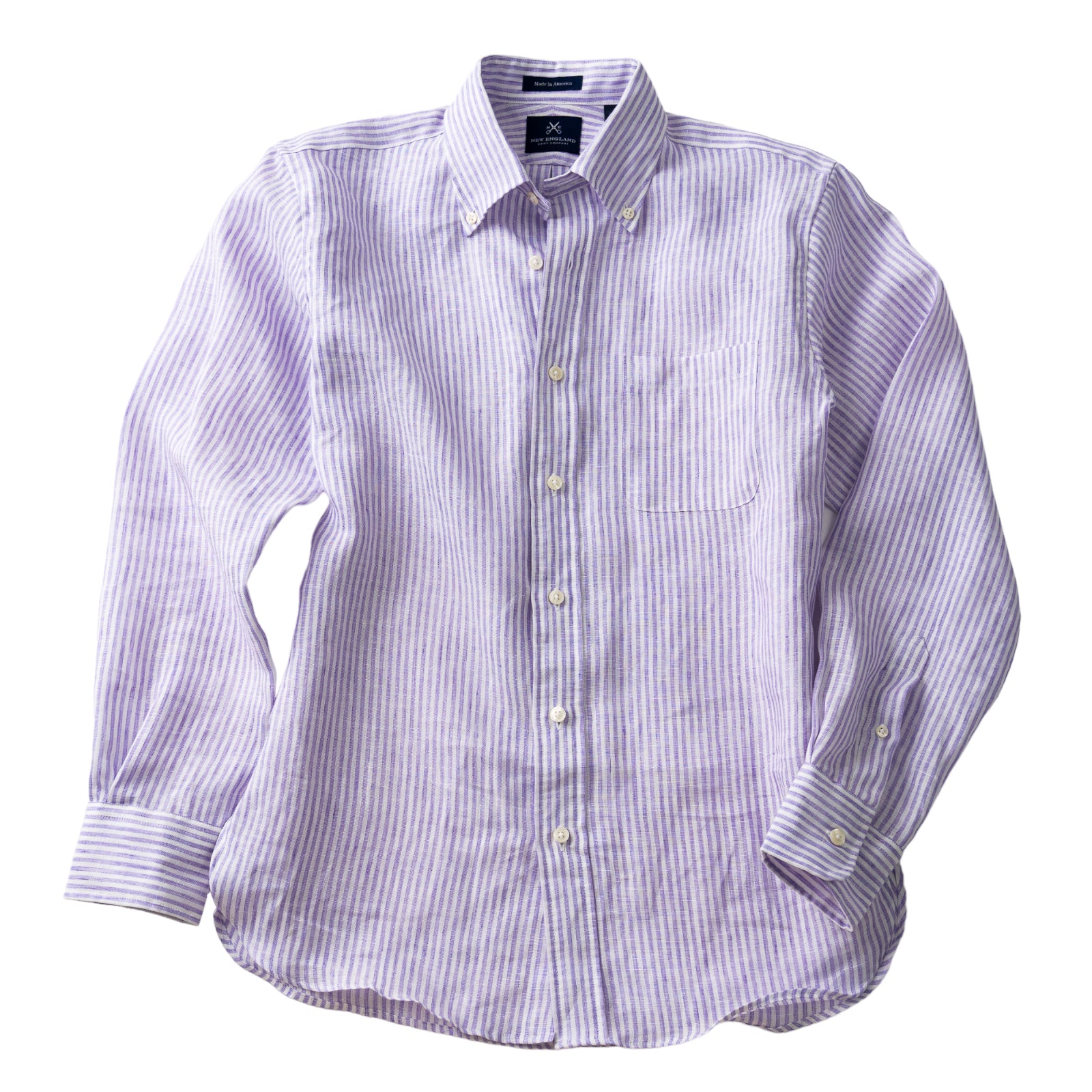 Linen Button Down Sport Shirt - Lavender Stripe S Linen Button Down Sport Shirt - Lavender Stripe S