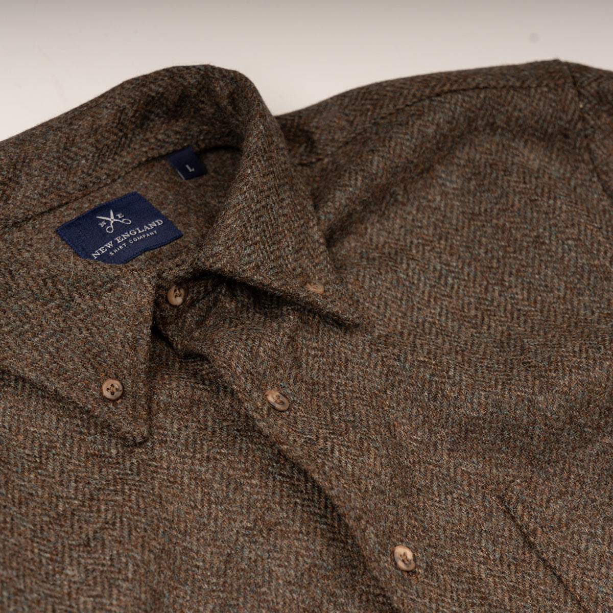 Abraham Moon Olive and Brown Tweed Shirt
