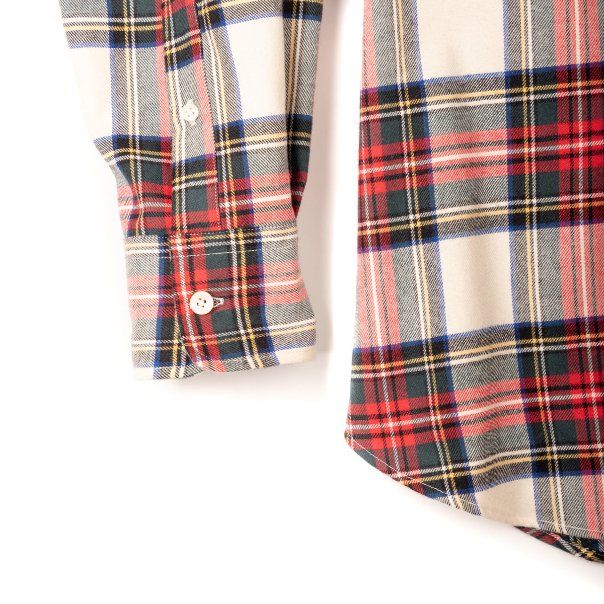 Bristol Button down White Red Green plaid Sport Shirt