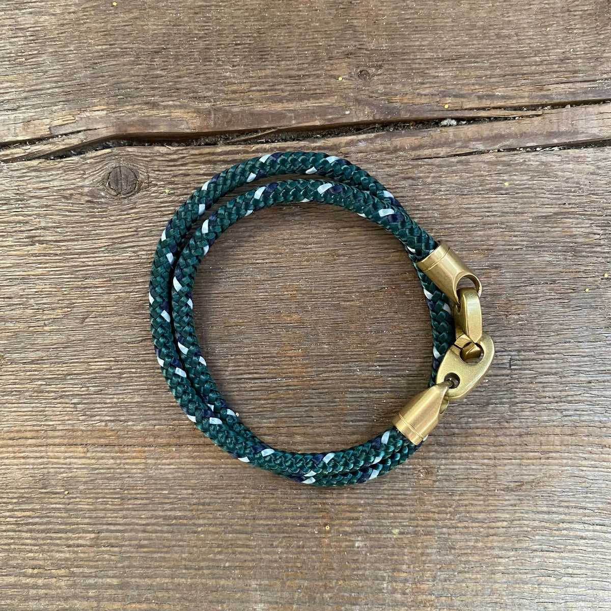 SAULT Double Rope Bracelet, Evergreen/Brass
