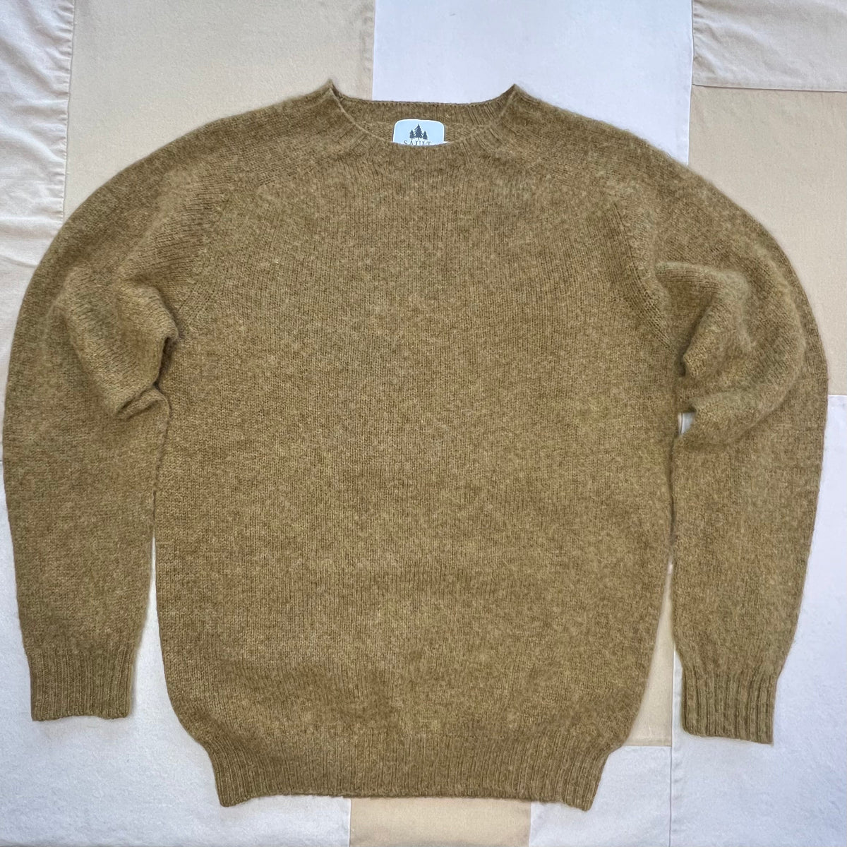 Brushed Wool Crew Sweater, Salt Marsh Grass